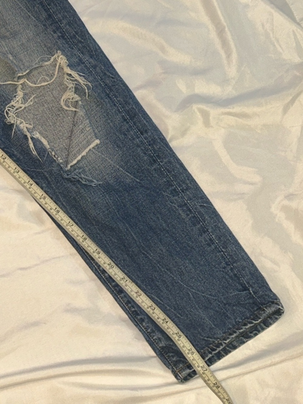 Lucky Brand Women's Boyfriend Jeans - Distressed Dark Blue Denim - Picture 8 of 10